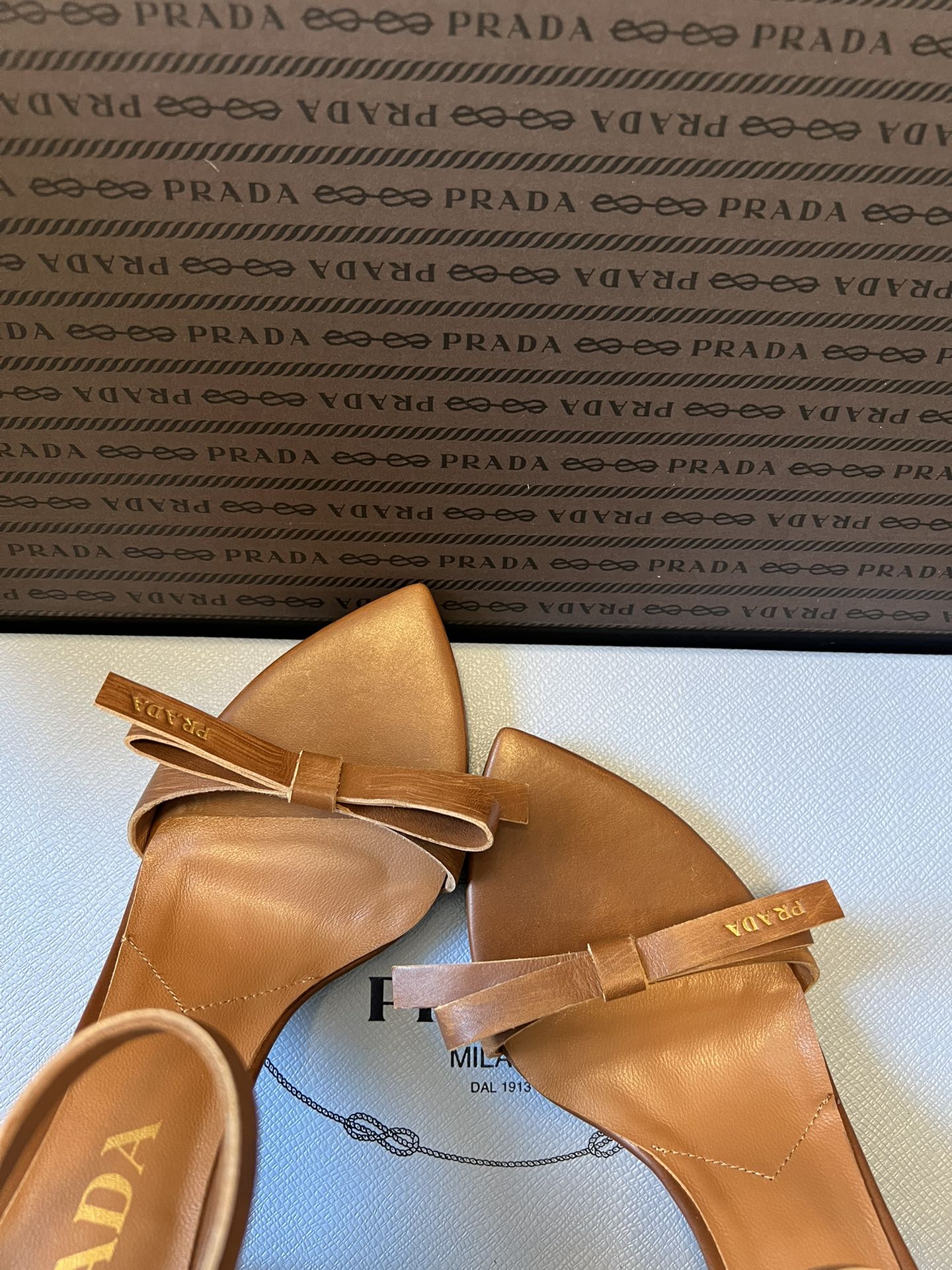 PRA 26S High-Heeled Sandals 75 Camel Brown Cowhide 627443