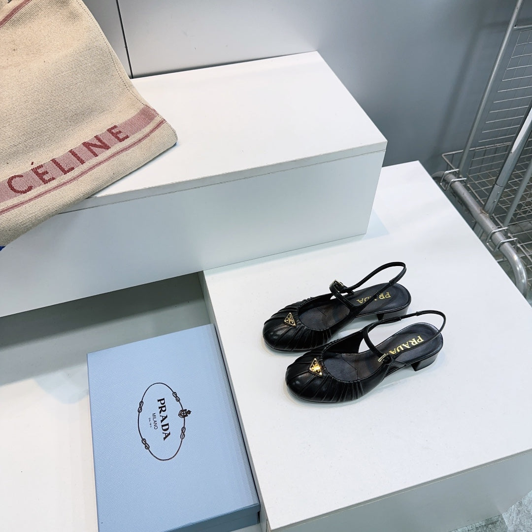 PRA 26S Slingback Flats Black Sheepskin 628700