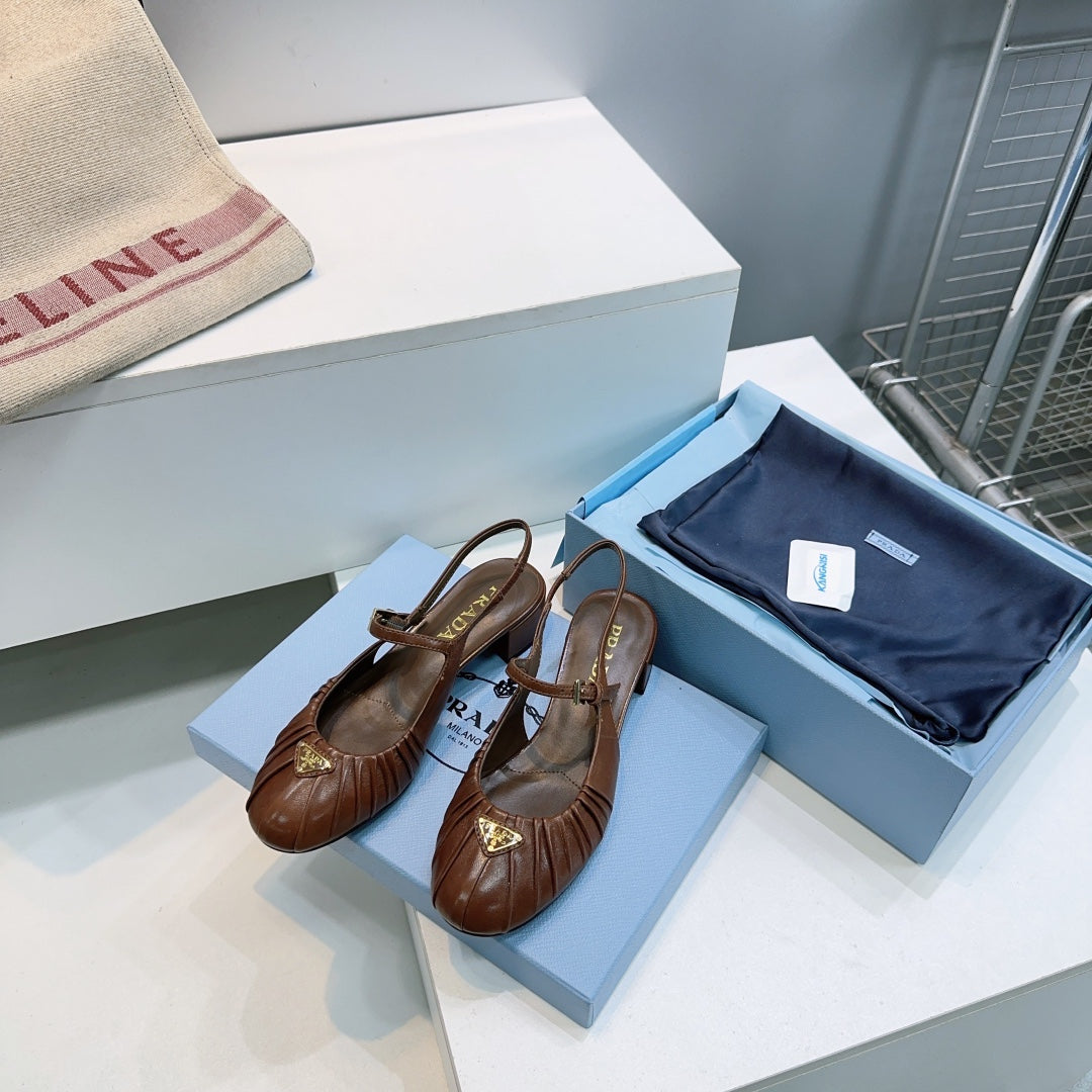 PRA 26S Slingback Flats Brown Sheepskin 628701