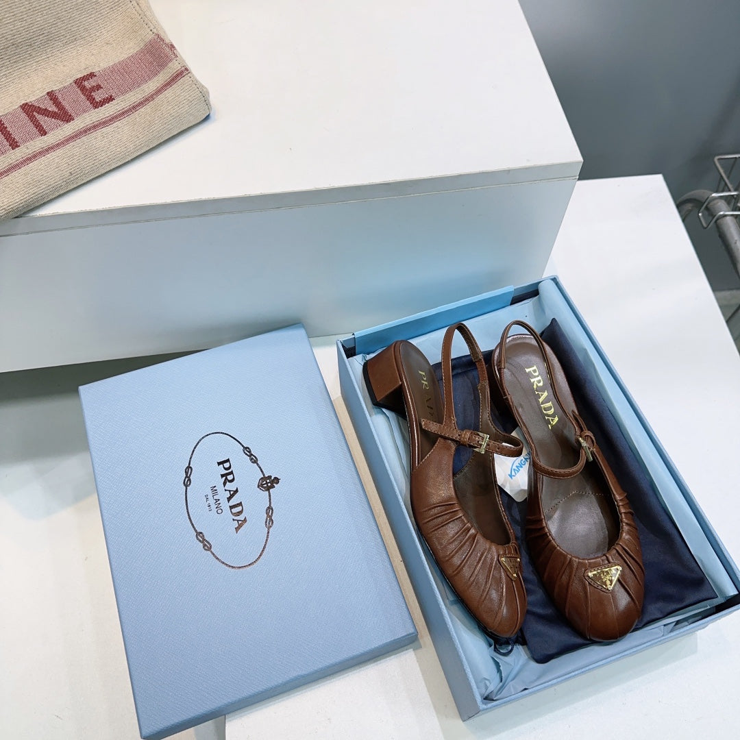 PRA 26S Slingback Flats Brown Sheepskin 628701