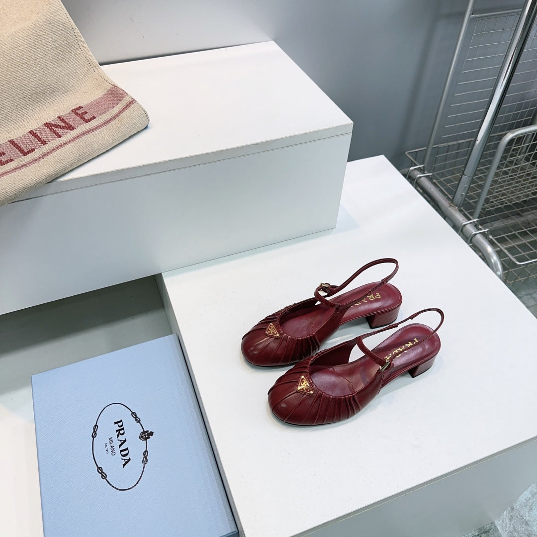 PRA 26S Slingback Flats Dark Red Sheepskin 628702