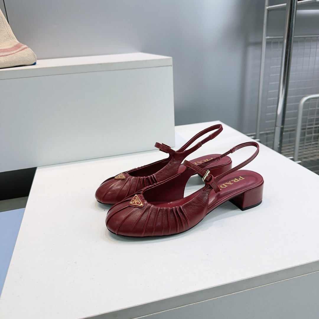 PRA 26S Slingback Flats Dark Red Sheepskin 628702