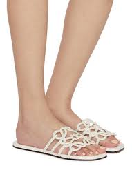 Loew Petal Anagram Leather Slides White