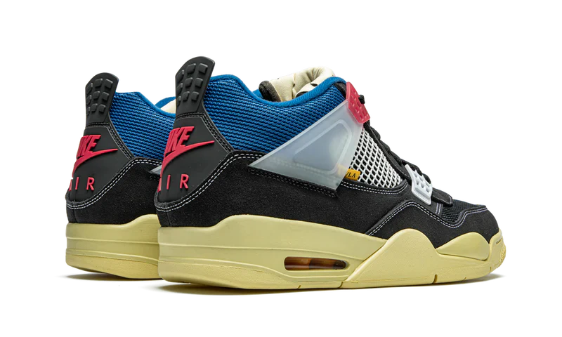 Nike Air Jordan 4 Retro Black Yellow Blue Mesh Suede