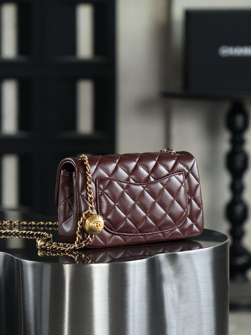Chanel 25s Flap Bag 20cm Burgundy Lambskin Gold Hardware