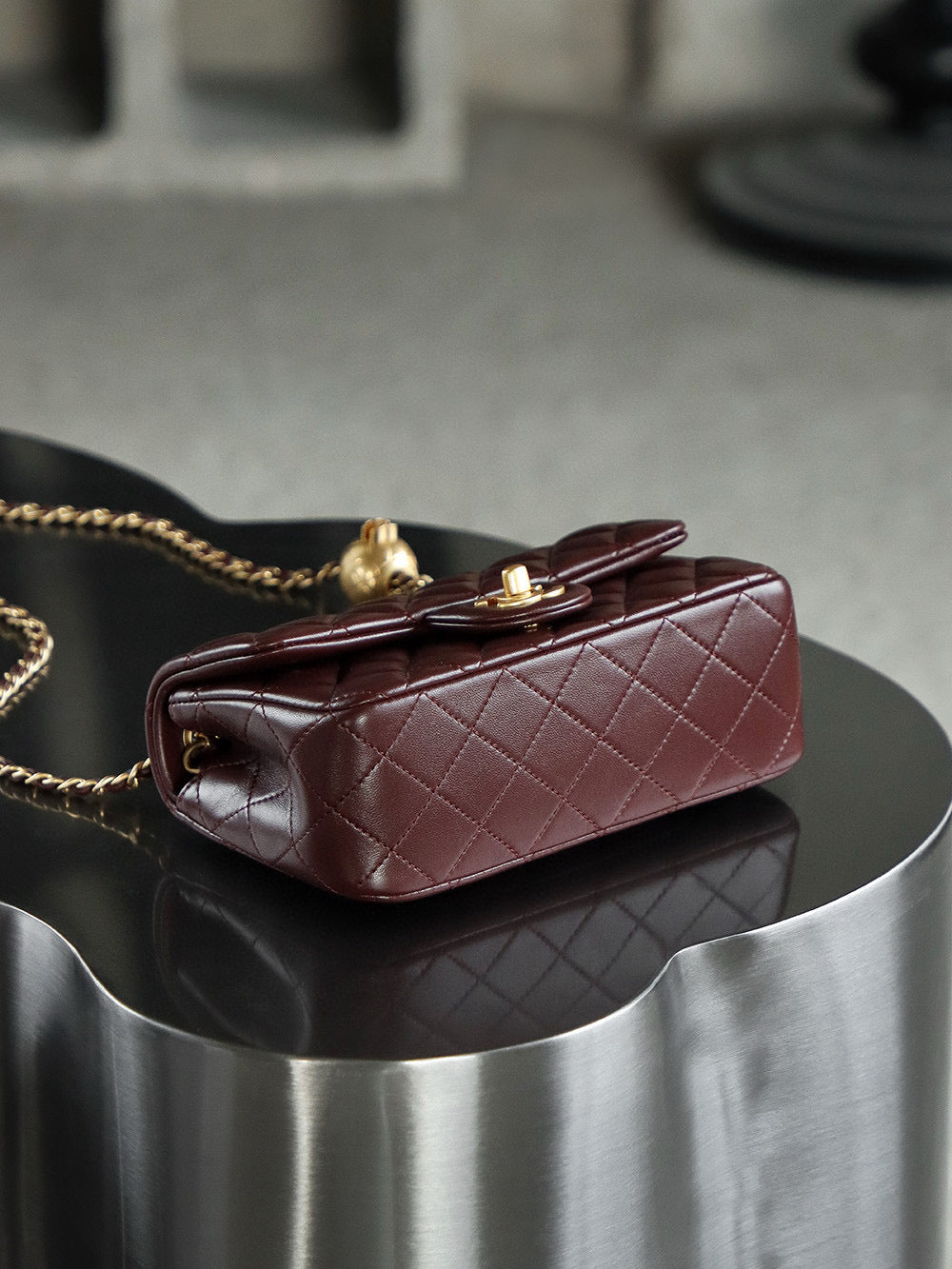 Chanel 25s Flap Bag 20cm Burgundy Lambskin Gold Hardware