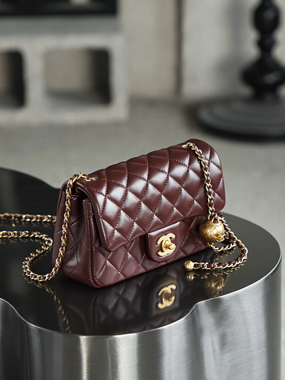 Chanel 25s Flap Bag 20cm Burgundy Lambskin Gold Hardware