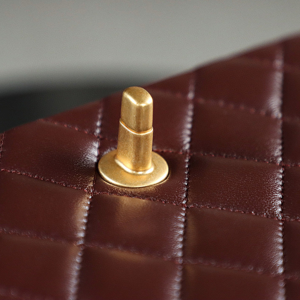 Chanel 25s Flap Bag 20cm Burgundy Lambskin Gold Hardware