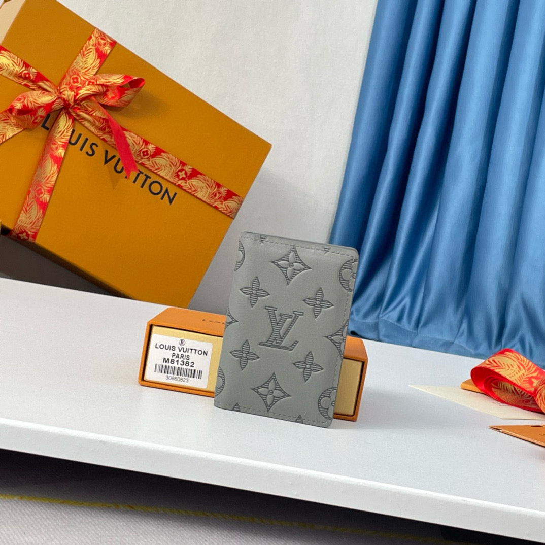 LV POCKET ORGANIZER 11 GRAY MONOGRAM SHADOW CALFSKIN