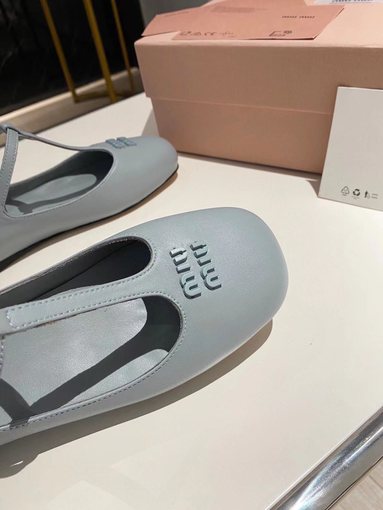 Miu ballerinas cloud blue calfskin