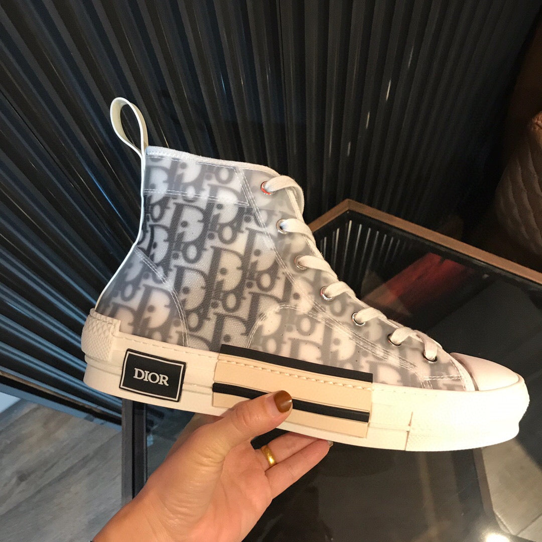 CD High Sneaker White Black Oblique Canvas
