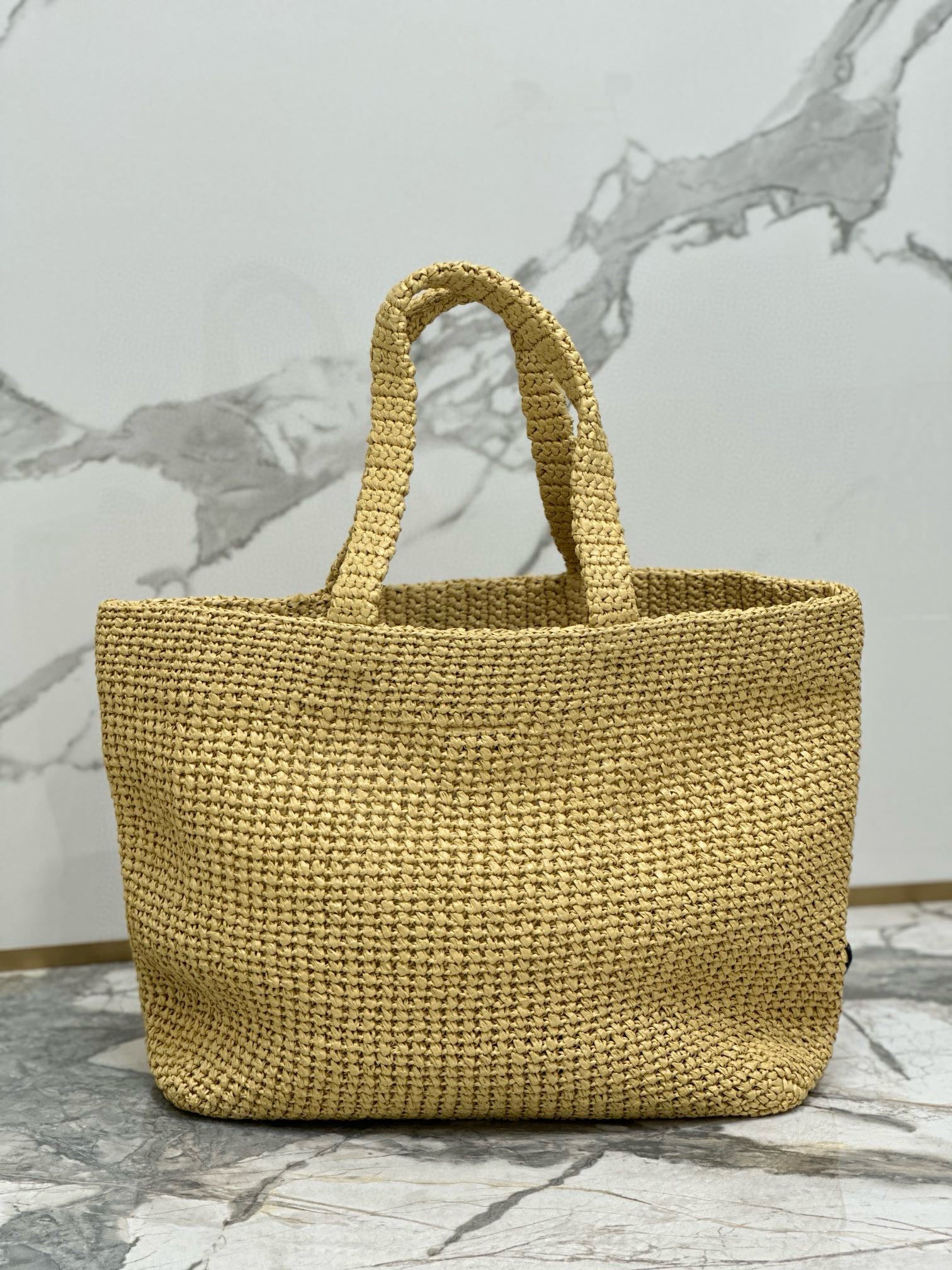 Prada Woven Tote Bag Beige Raffia