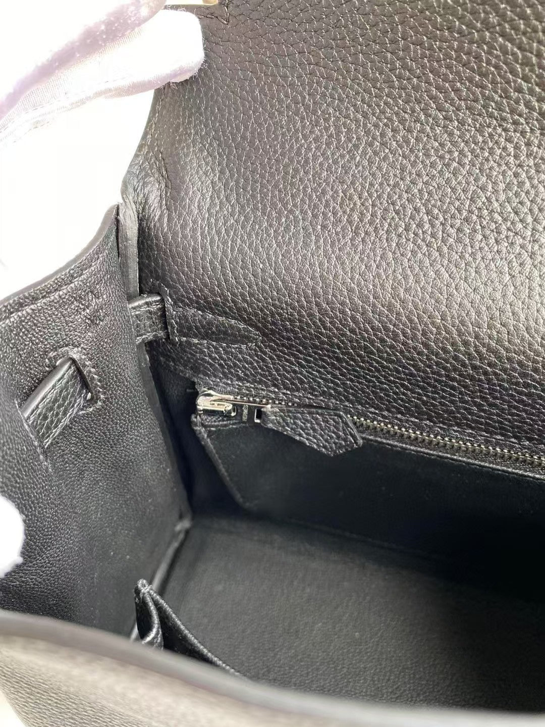 HM Mini Kelly 20cm Black Togo Leather Silver Hardware