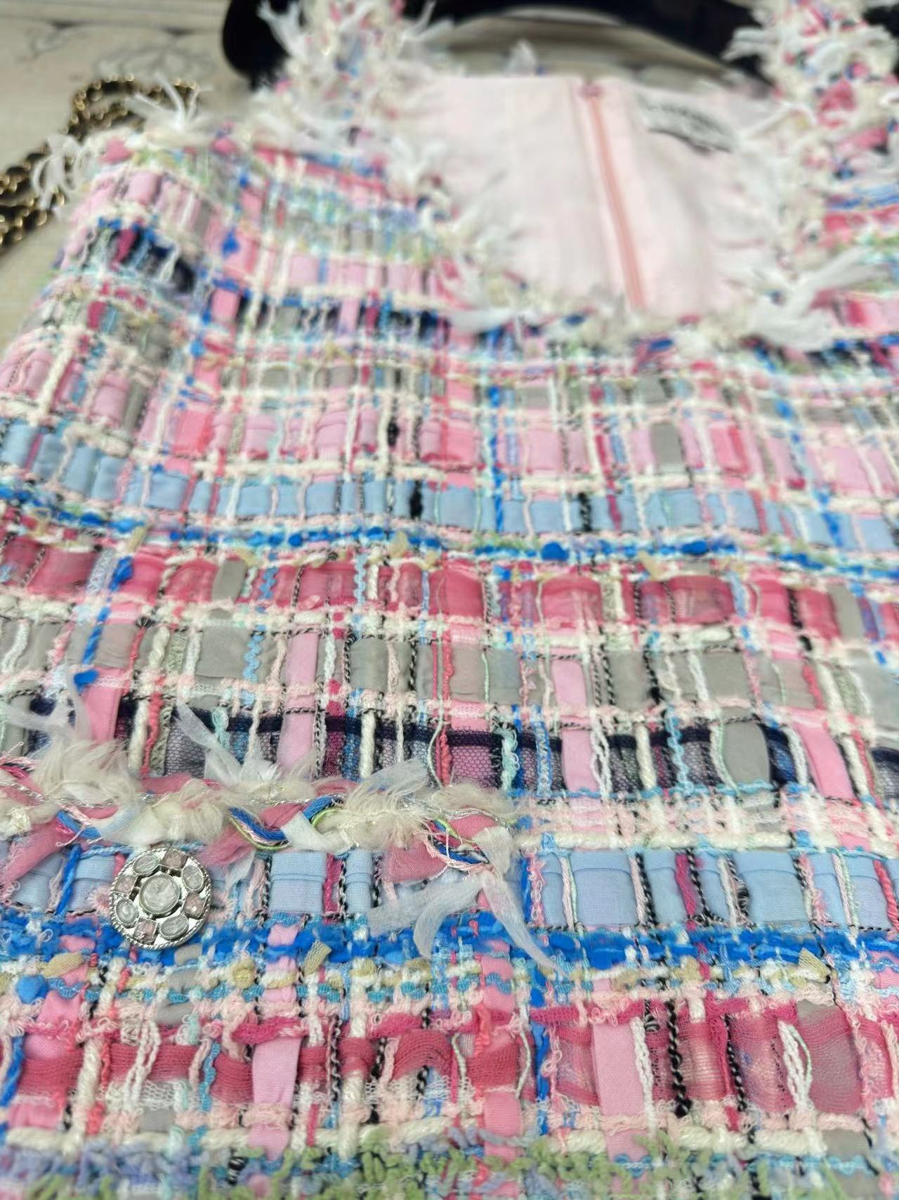 CC V-Shift Dress Multicolor Tweed