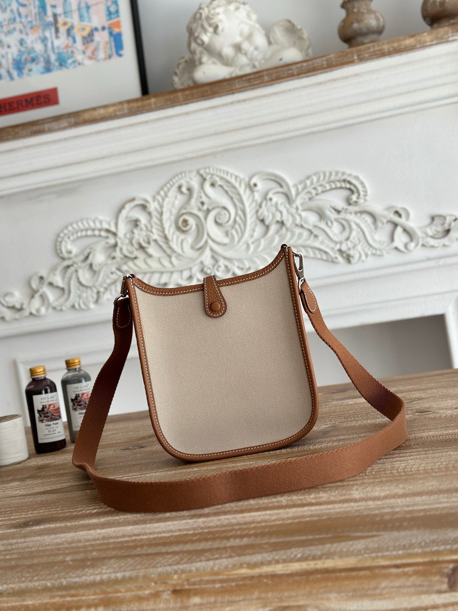 Evelyne Hermes Bags 17 Brown Beige Wax Thread and Cowhide