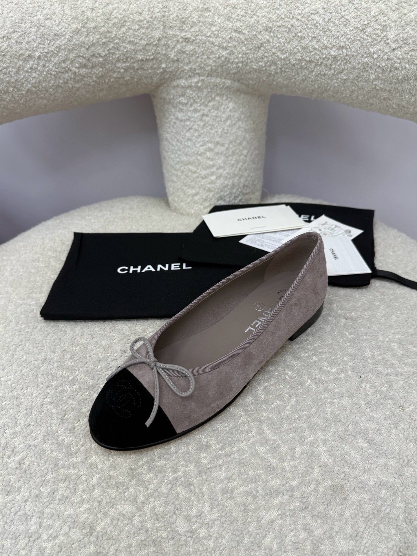 CC 25A Ballet Flat Dark Grey Black Suede