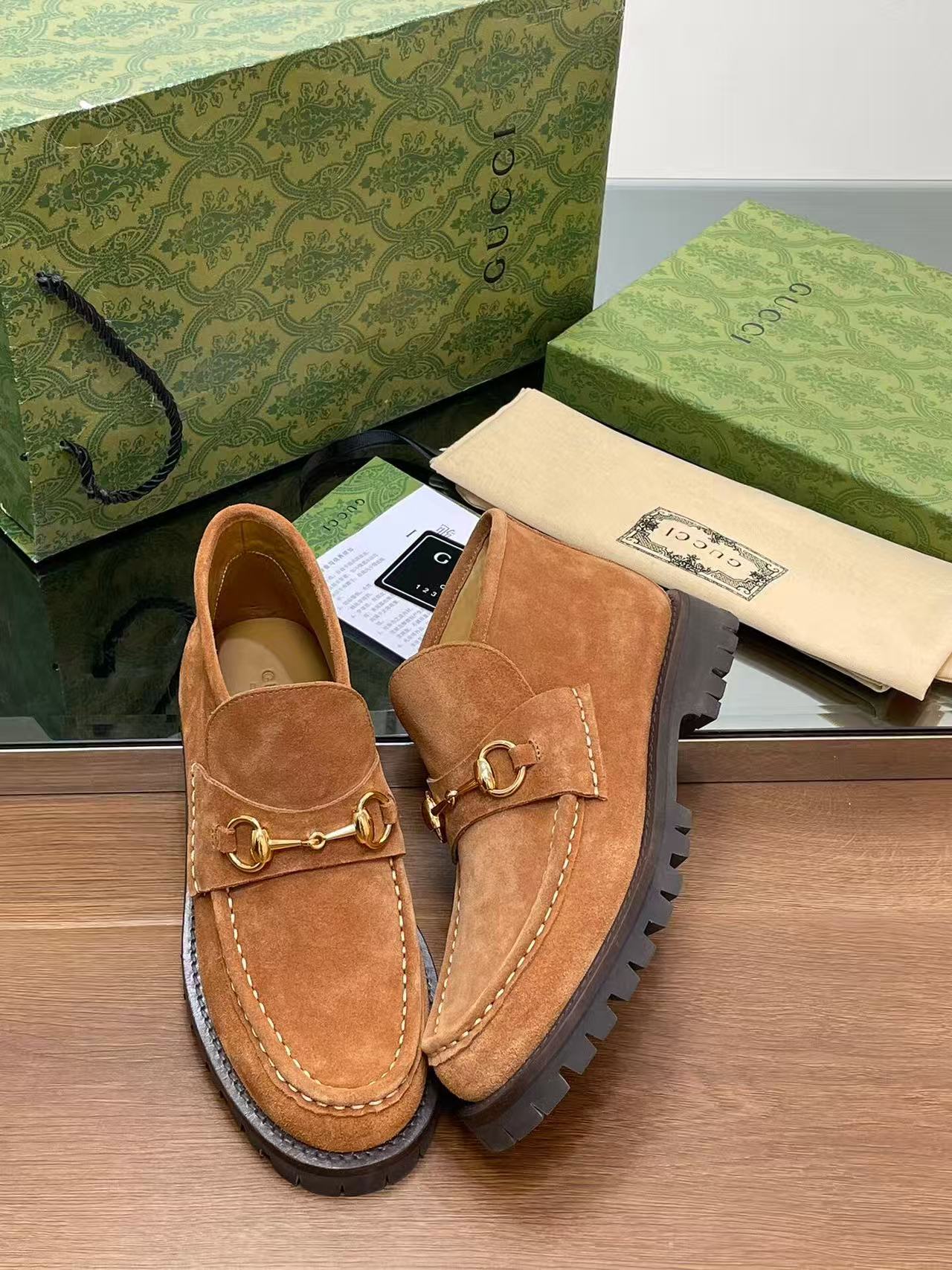 GG Horsebit Ankle Boot Light Brown Suede