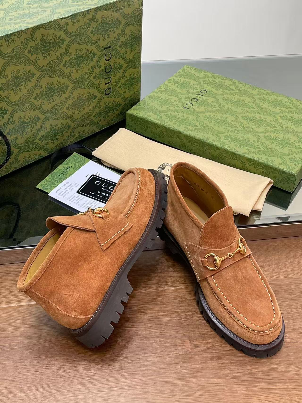 GG Horsebit Ankle Boot Light Brown Suede