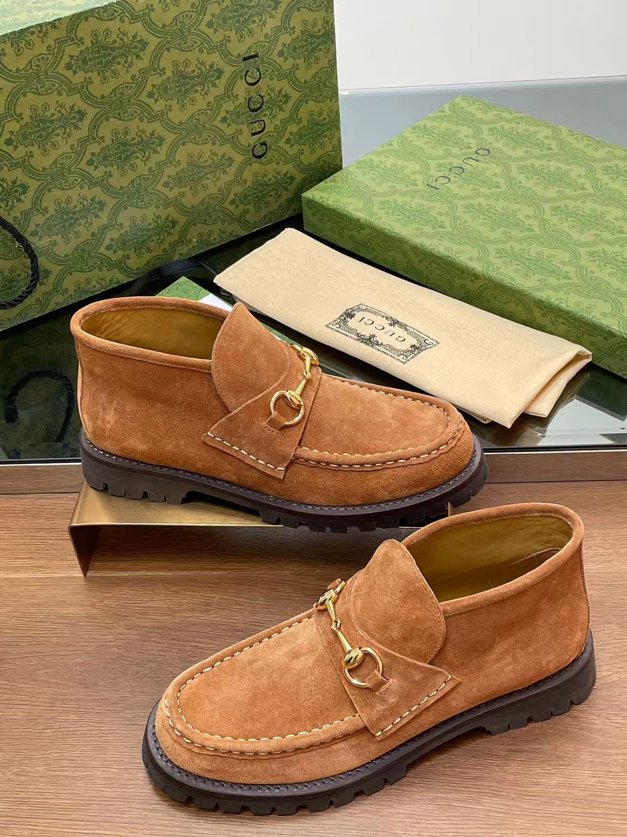 GG Horsebit Ankle Boot Light Brown Suede