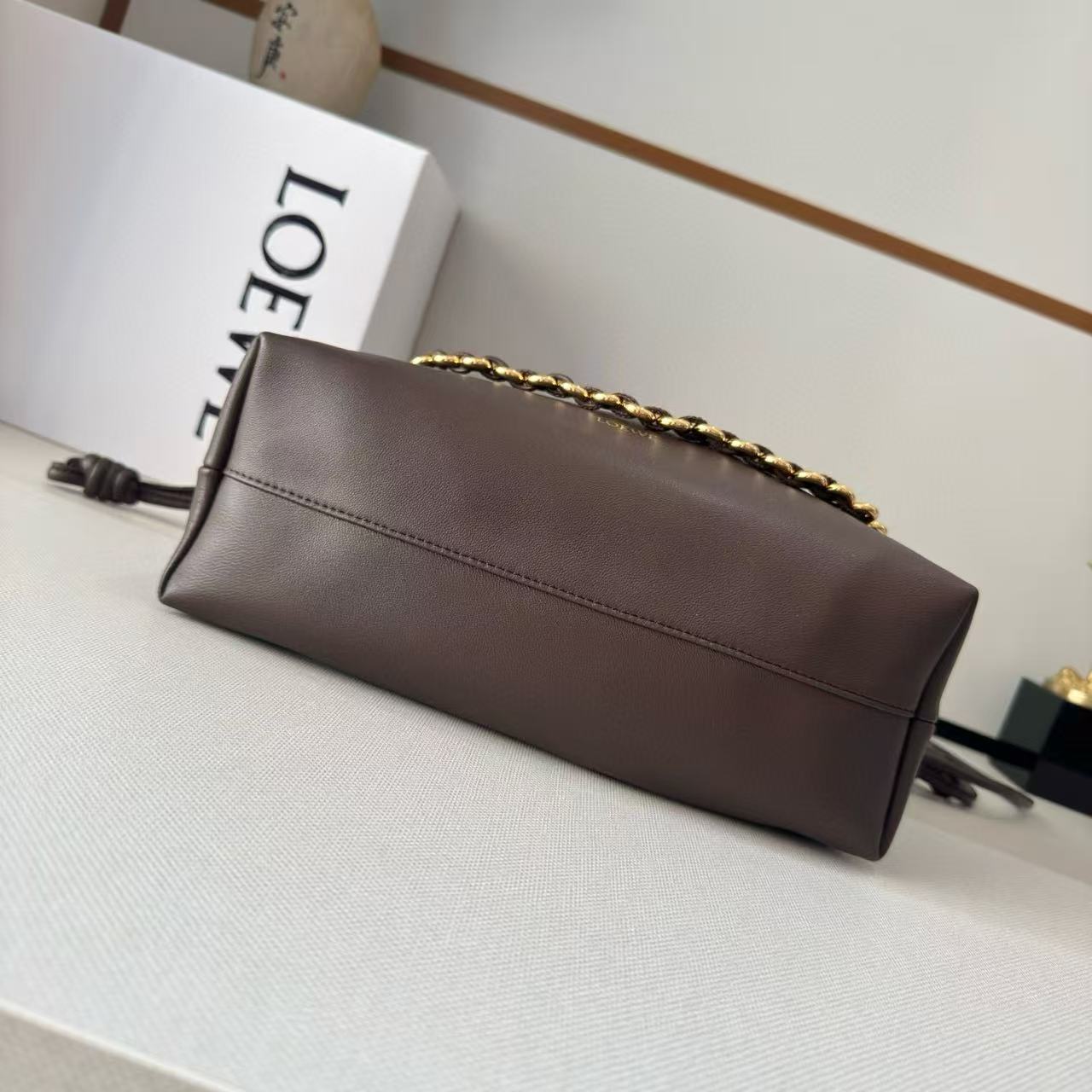 Loew Medium Flamenco Bag 30cm Dark Brown Lambskin