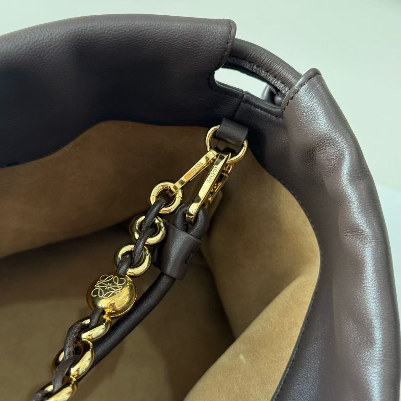 Loew Medium Flamenco Bag 30cm Dark Brown Lambskin