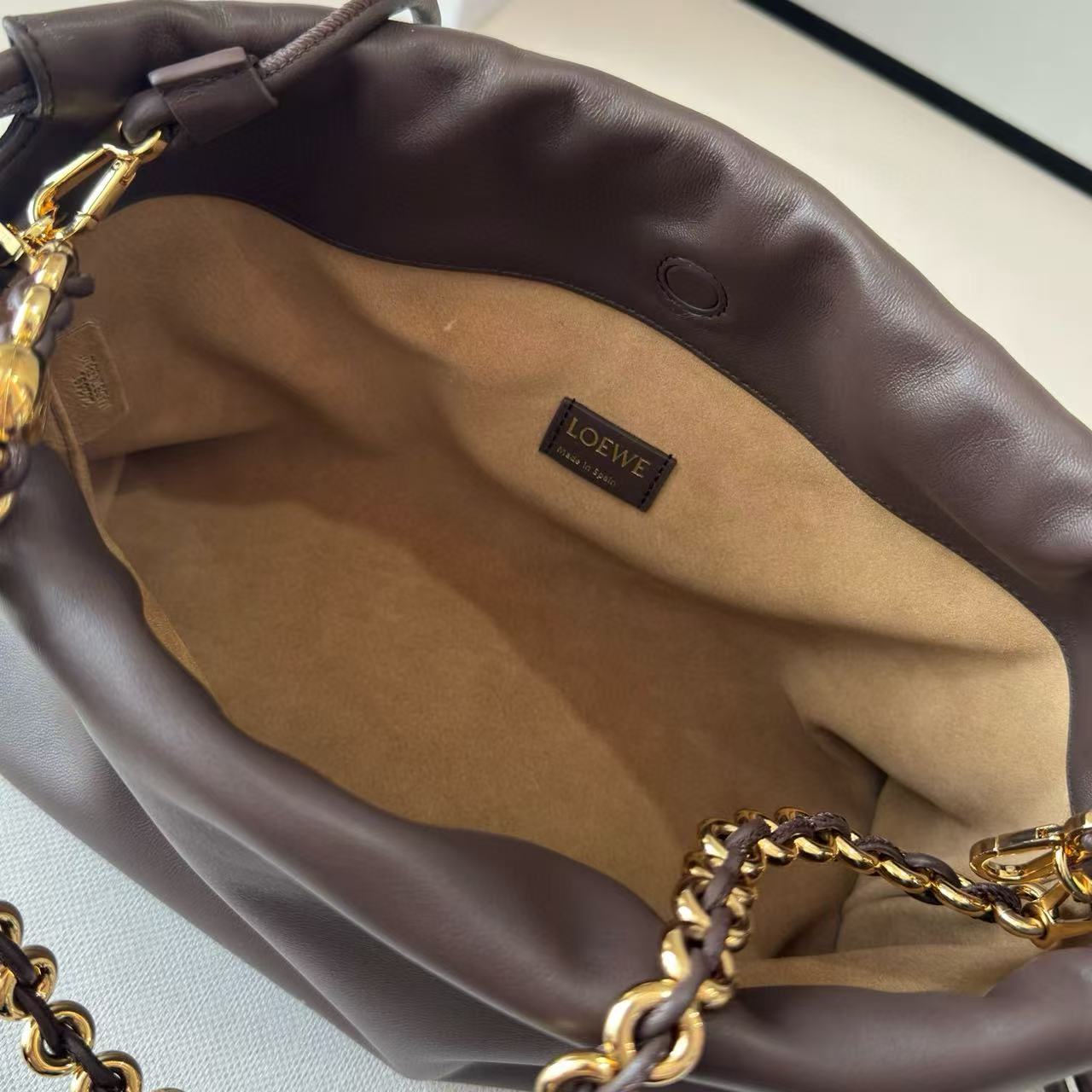 Loew Medium Flamenco Bag 30cm Dark Brown Lambskin