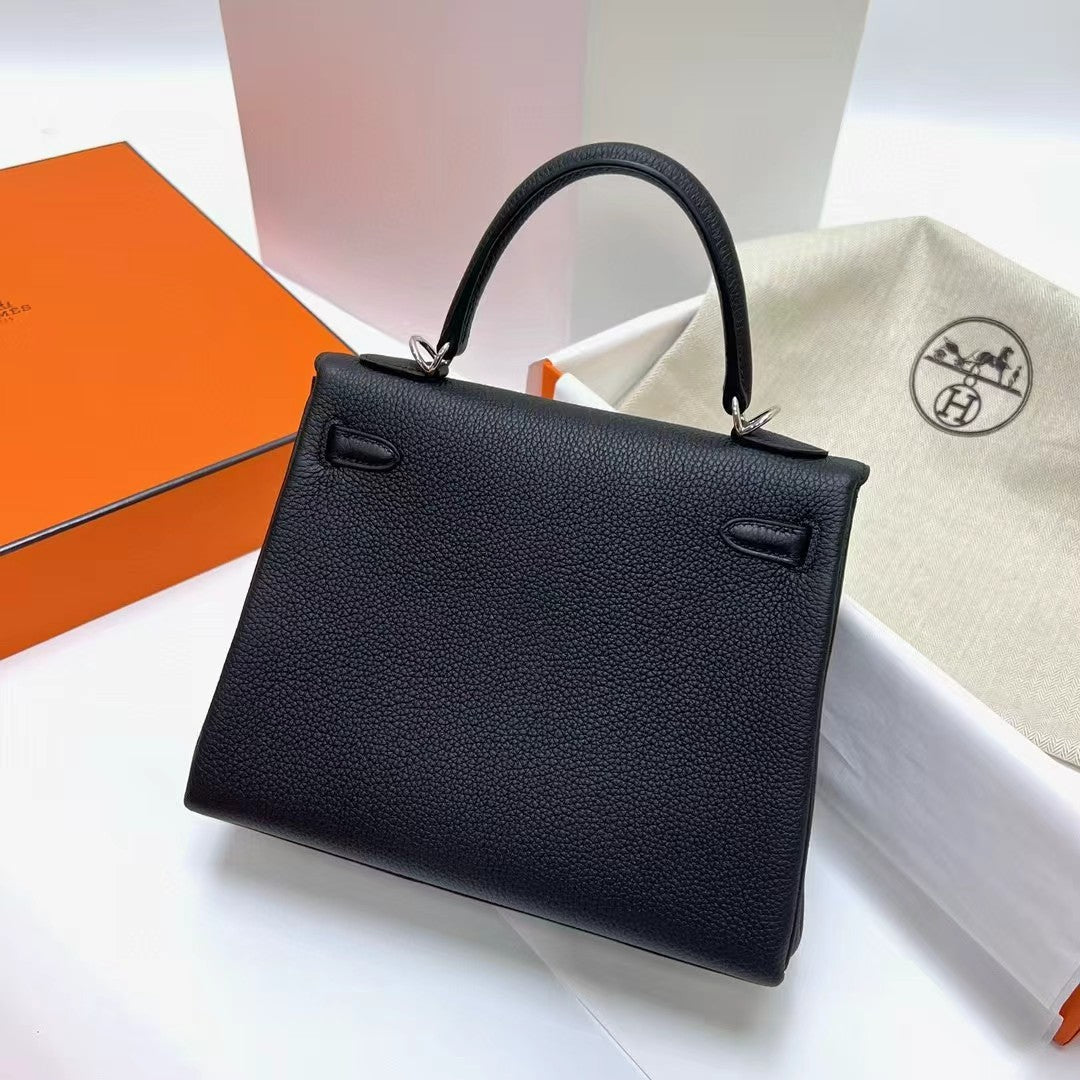 hm kelly 32cm black togo leather silver hardware