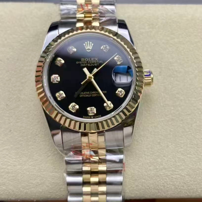 Rolex Datejust 2-Tone Jubilee Black Diamond Dial