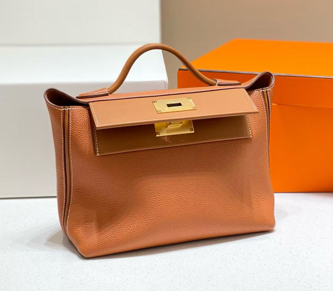 HM 24/24 Mini Bag Gold Evercolor Leather Gold Hardware