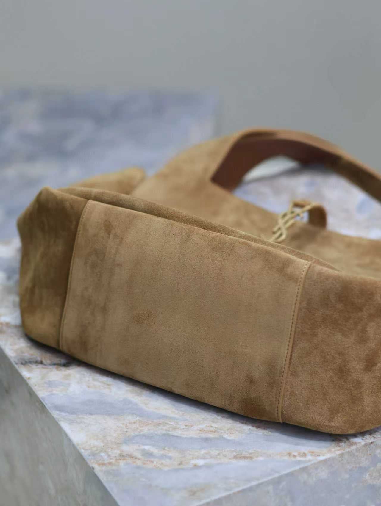 YSL 50 Bag Gold Hardware Tan Suede