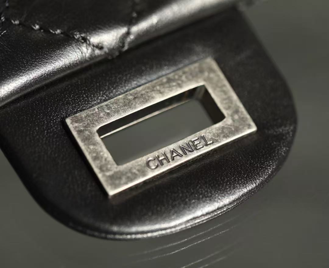 CC 2026 Classic 2.55 Flap Bag Black Aged Lambskin Silver Hardware