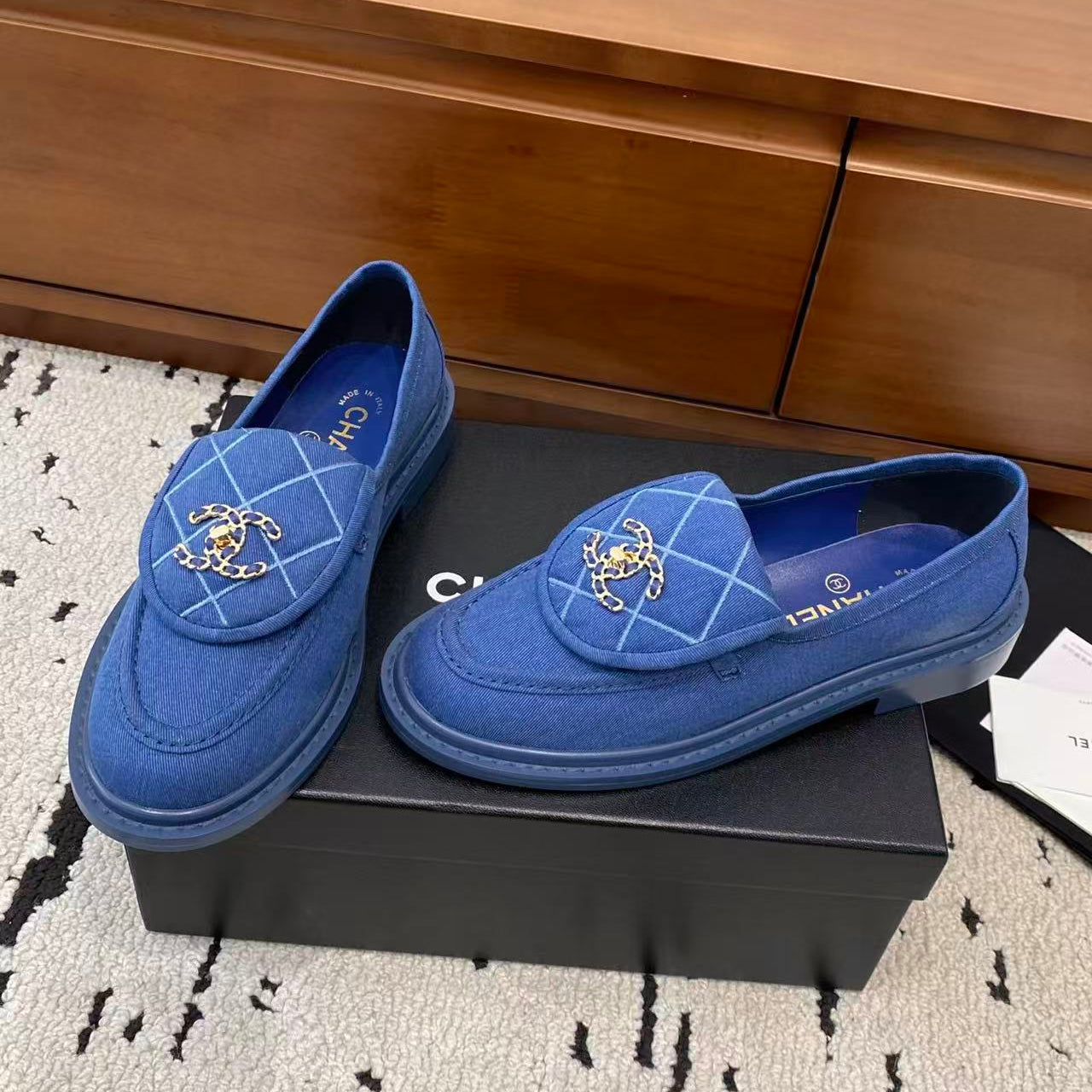 Chanel 2026 Loafer Blue Quilted Suede