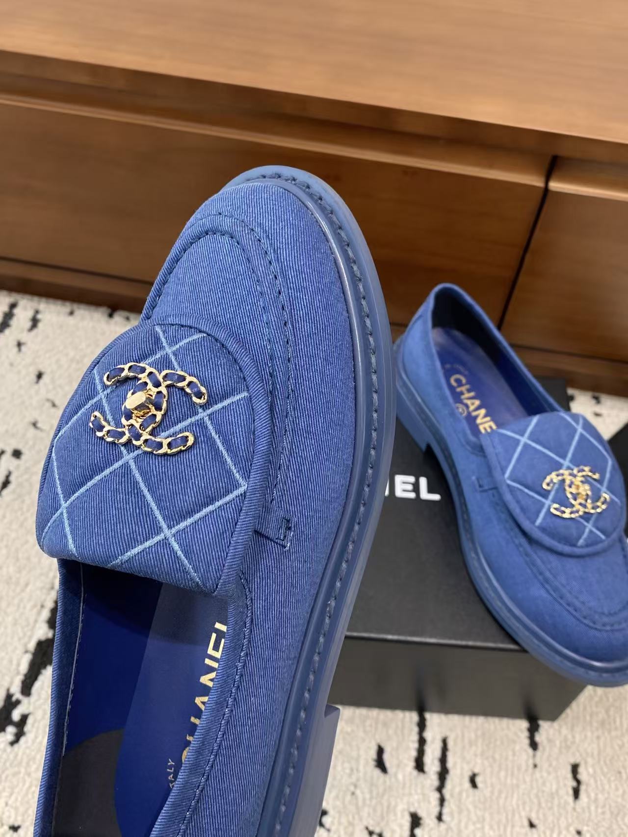 Chanel 2026 Loafer Blue Quilted Suede