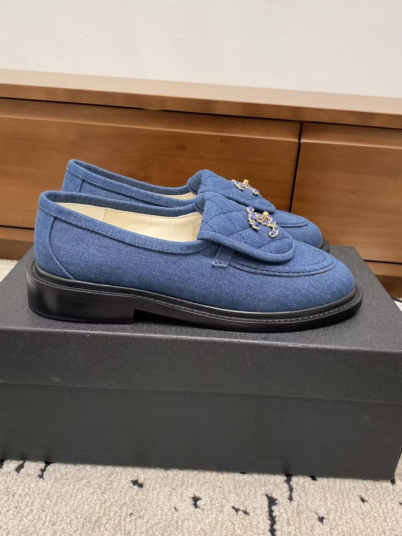 Chanel 2026 Loafer Blue Quilted Suede