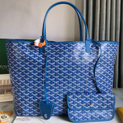 Goyard 2026 Saint Louis PM Tote Bag Blue Goyardine Canvas & Chevroches Calfskin