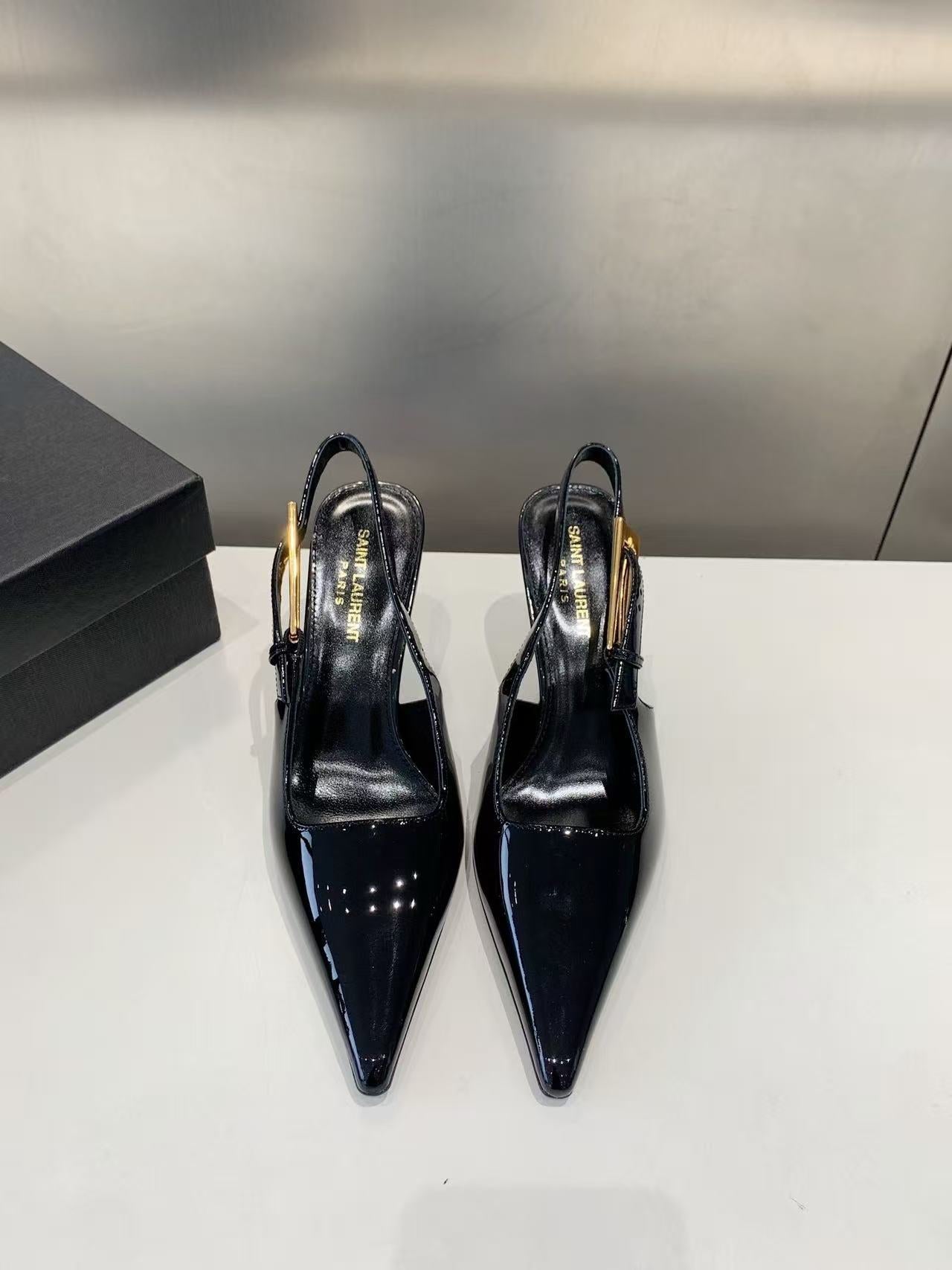 Saint Laurent 2026 Lee High-heeled Slingback Leather