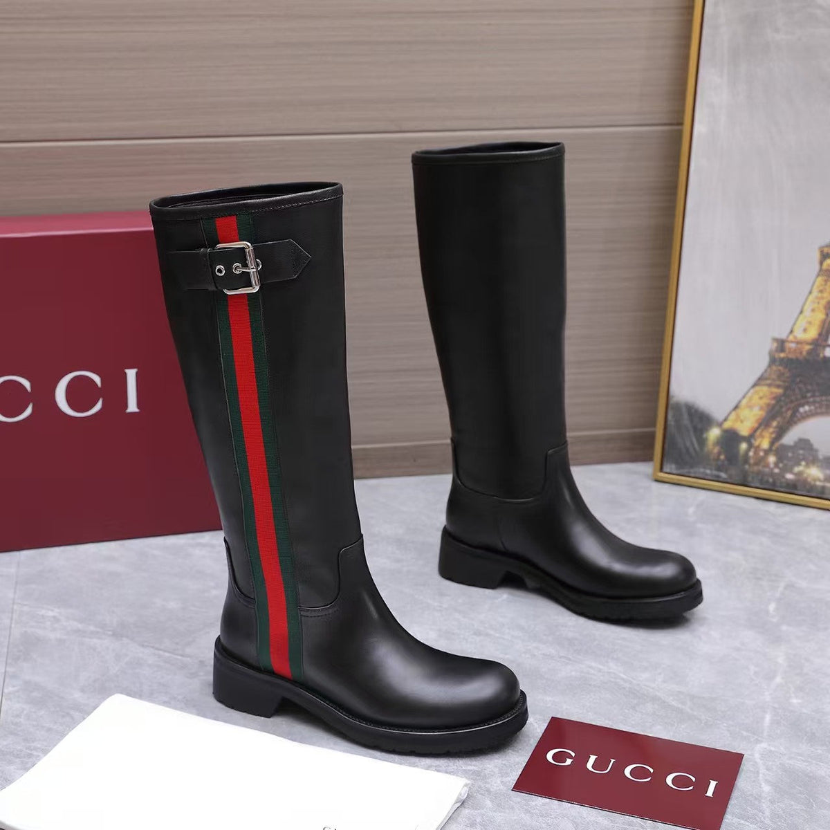 Gucci 2026 Biker Knee-High Boots Leather