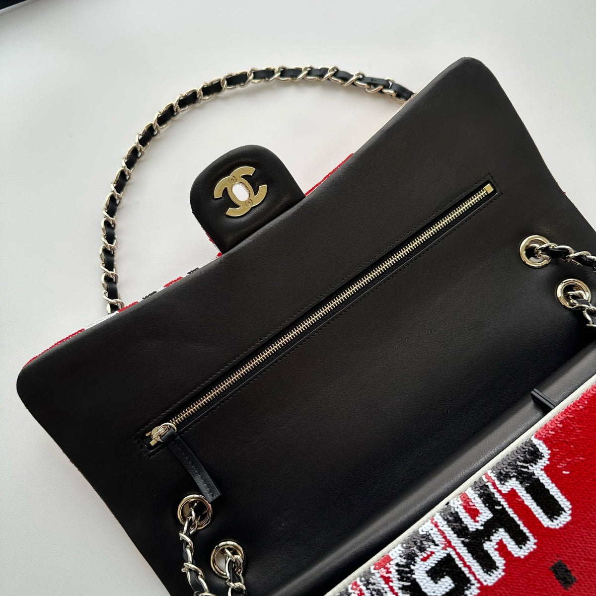 Chanel 2026 Flap Bag 32cm Red Mix Colors Sequin Leather