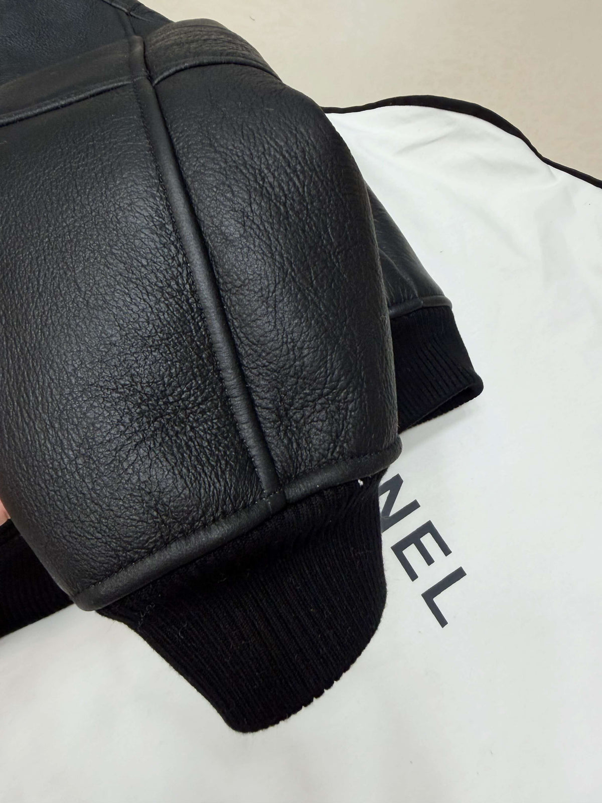 Chanel 2026 Jacket Black Leather With Fur Trim
