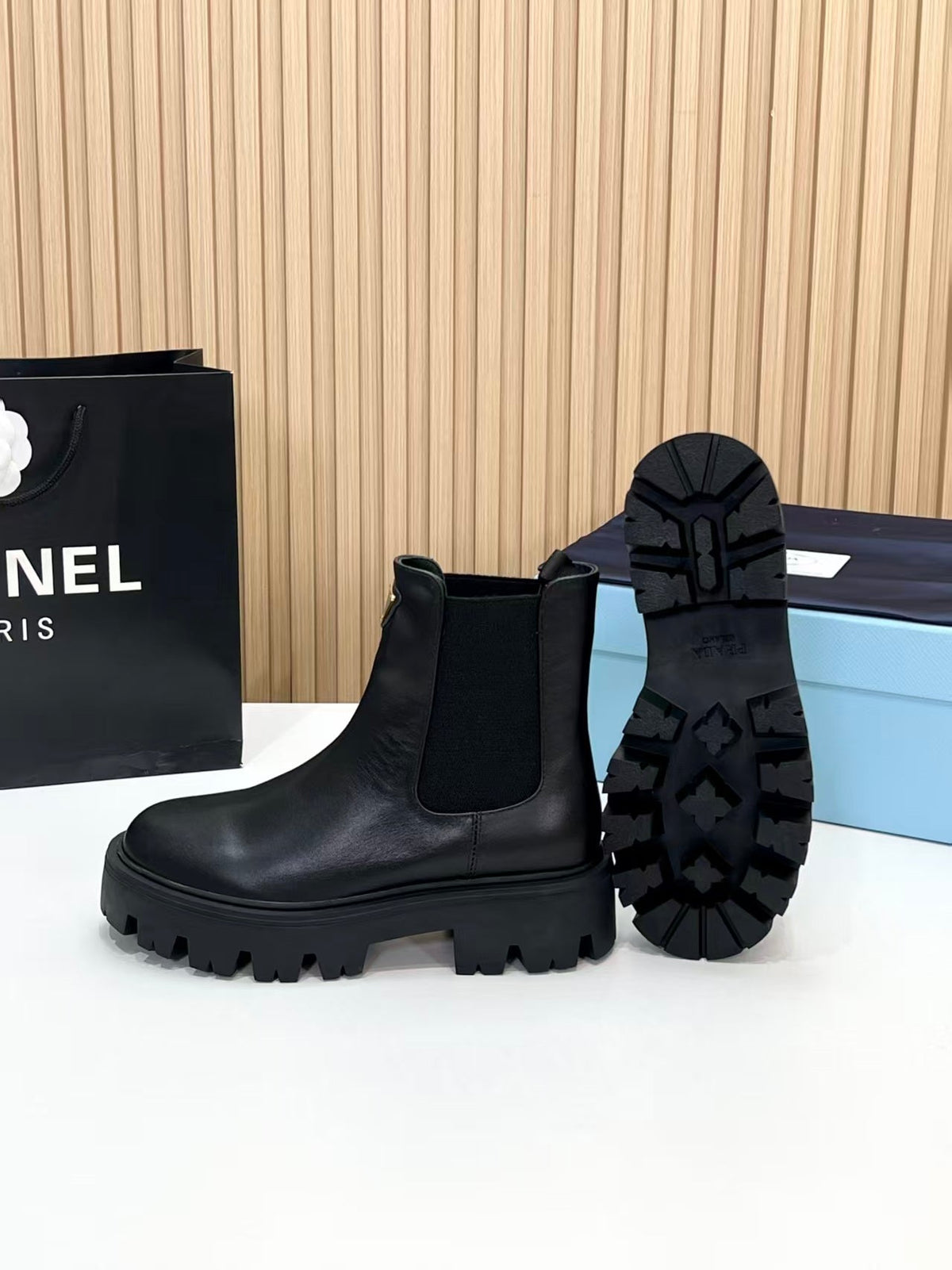 Prada 2026 Monolith Brushed Boot Suede Leather