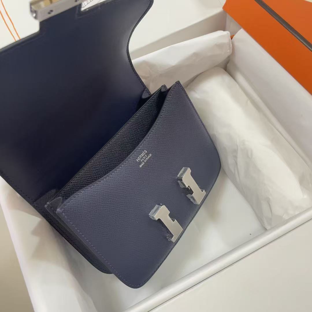 Hermes 2026 Constance Bag Blue Indigo Epsom Leather With Silver Hardware