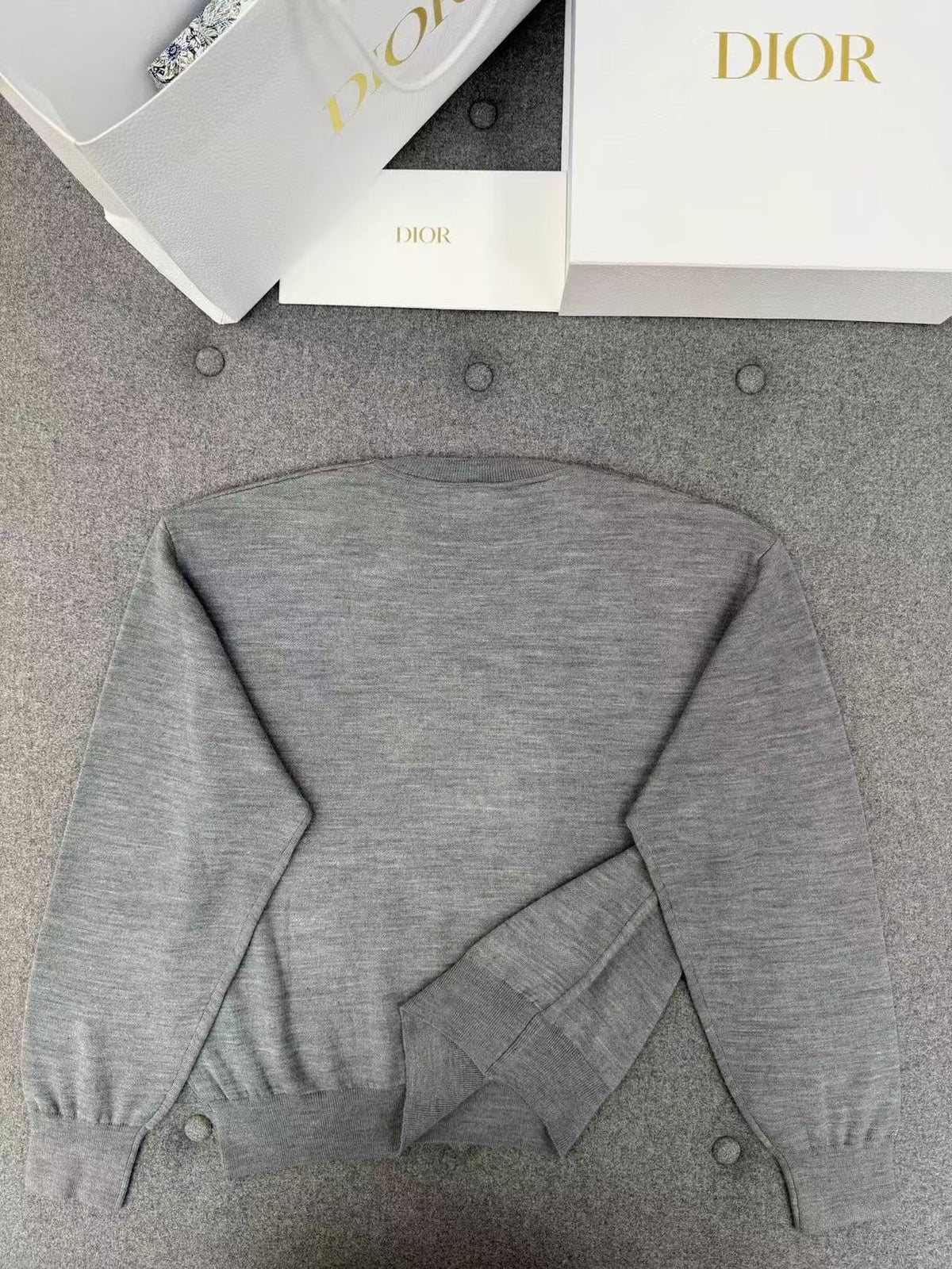 Dior 2026 Médaillon Embroidered Sweater Gray Wool-Blend Knit