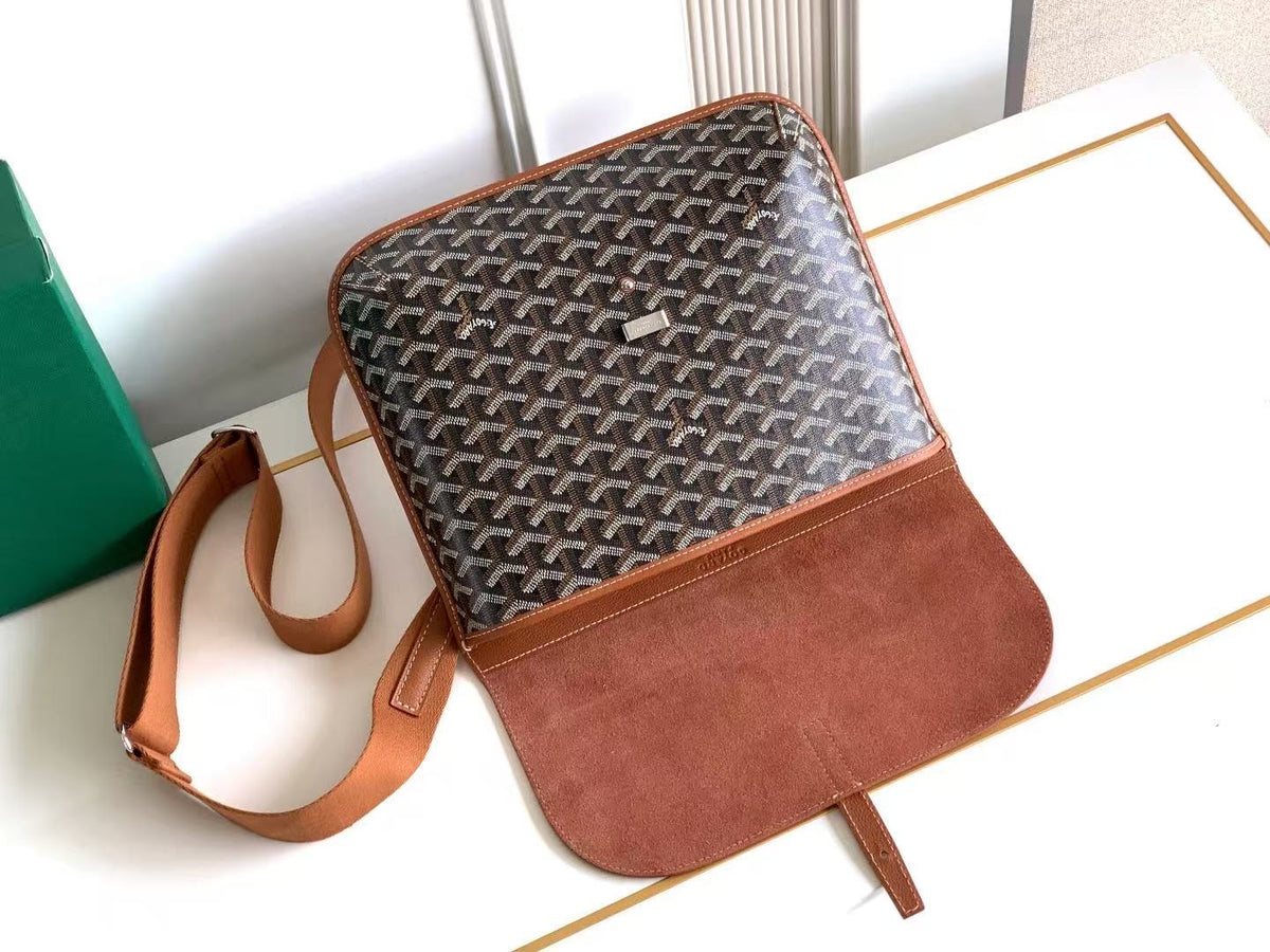 Goyard 2026 Coursier Messenger Bag 34cm Black Tan Leather