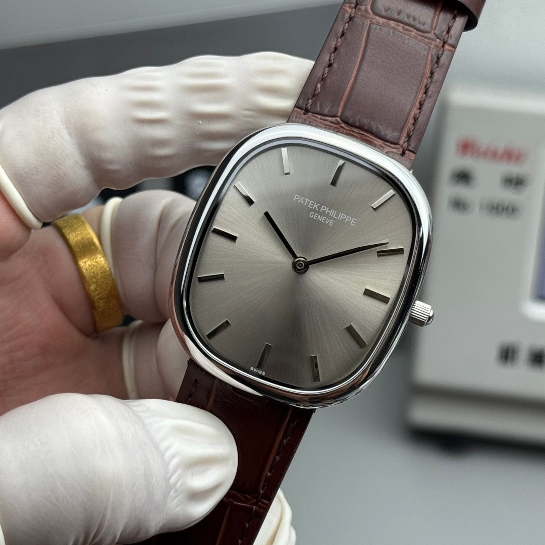 Patek Philippe Golden Ellipse 35mm Silver Dial Leather Strap