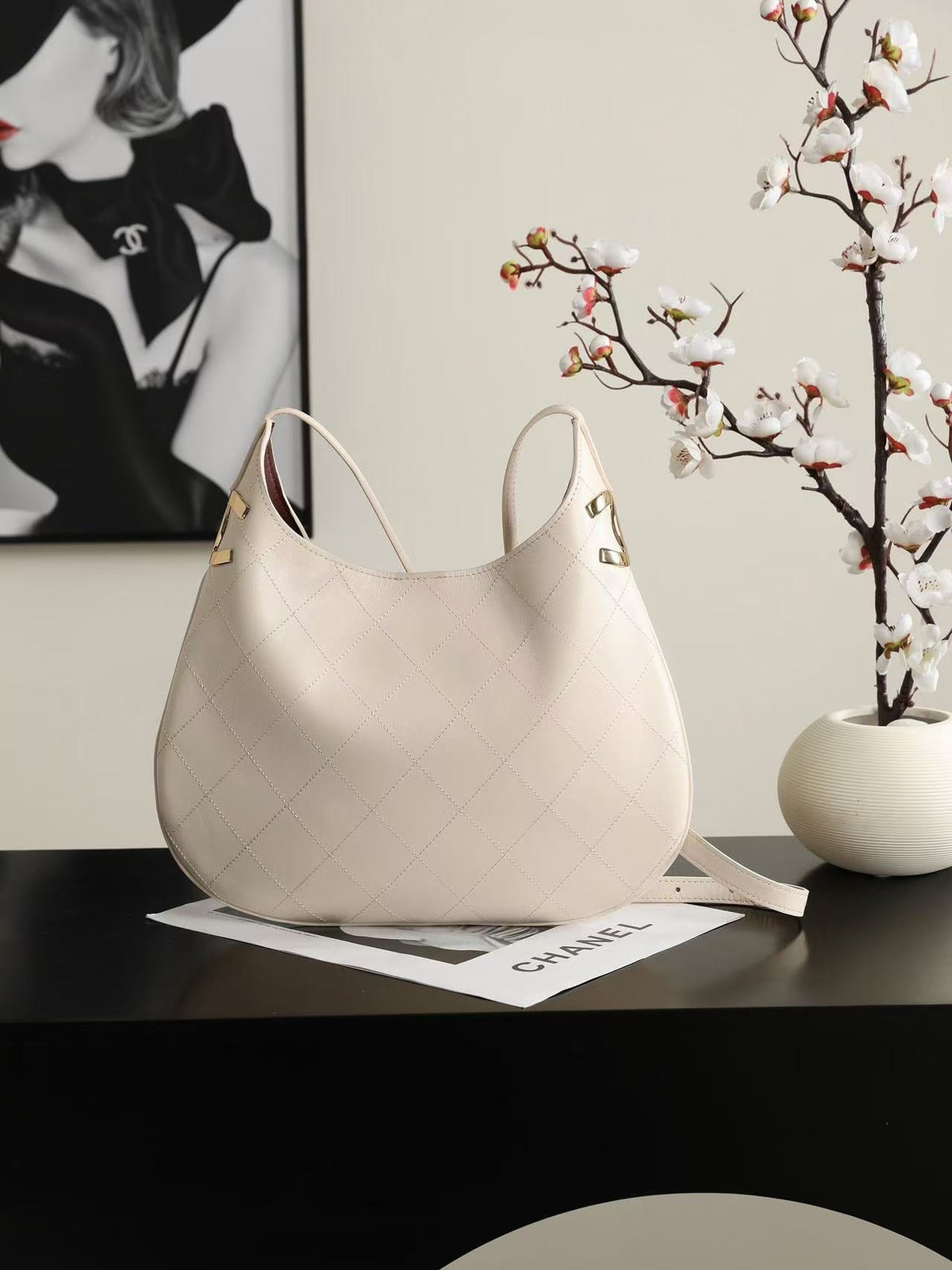 Chanel 2026 Hobo Shoulder Bag 32cm Leather 167164