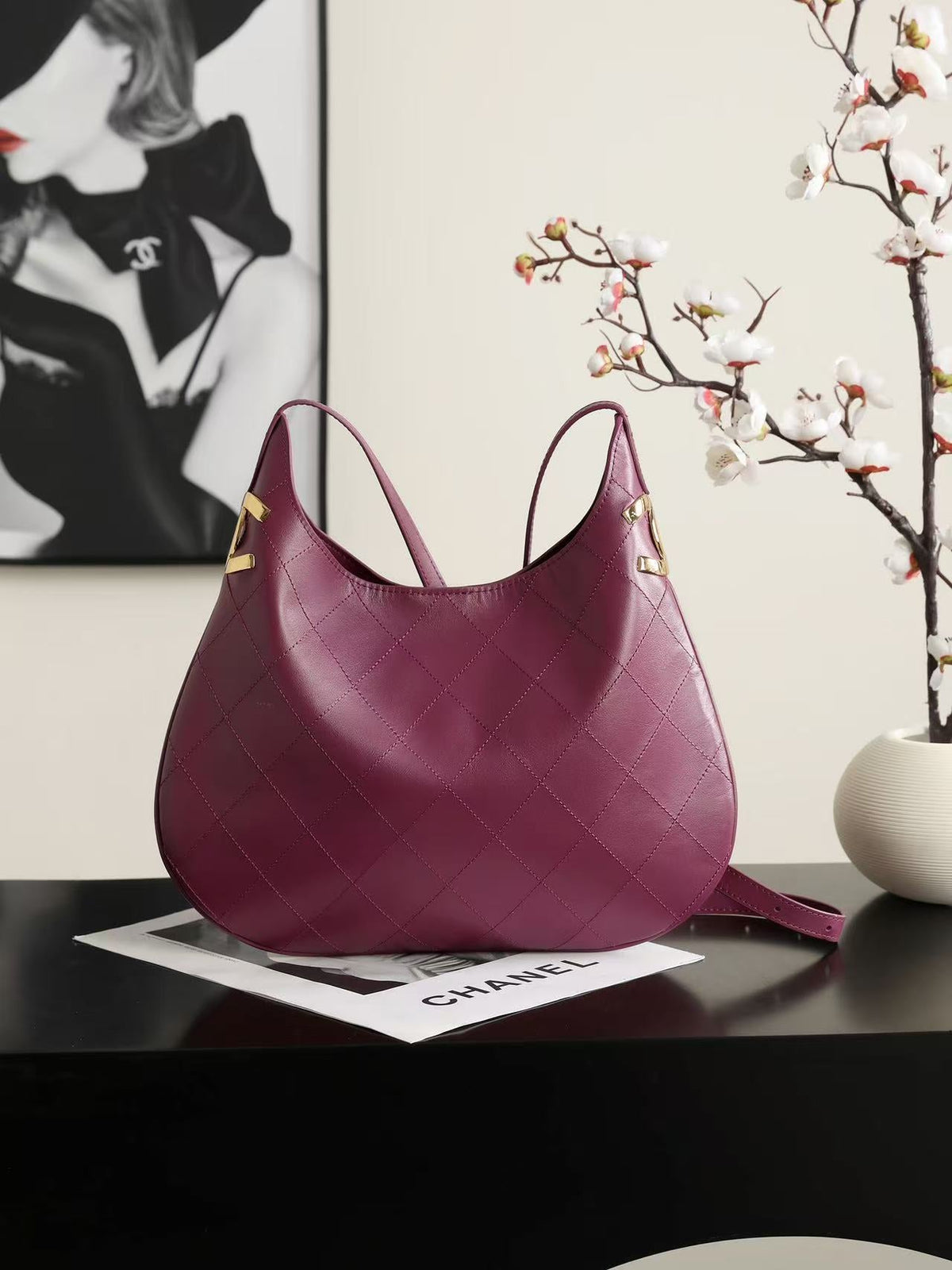 Chanel 2026 Hobo Shoulder Bag 32cm Leather 167164