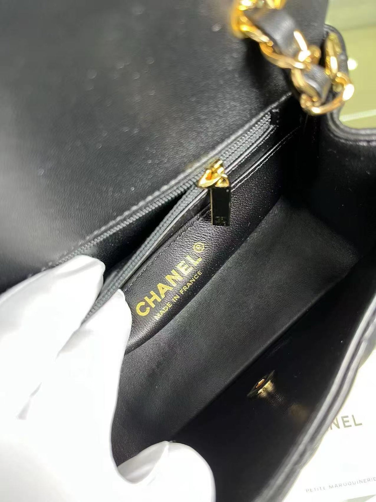 CC 24K Mini Flap Bag 18cm Black Lambskin Light Gold Hardware