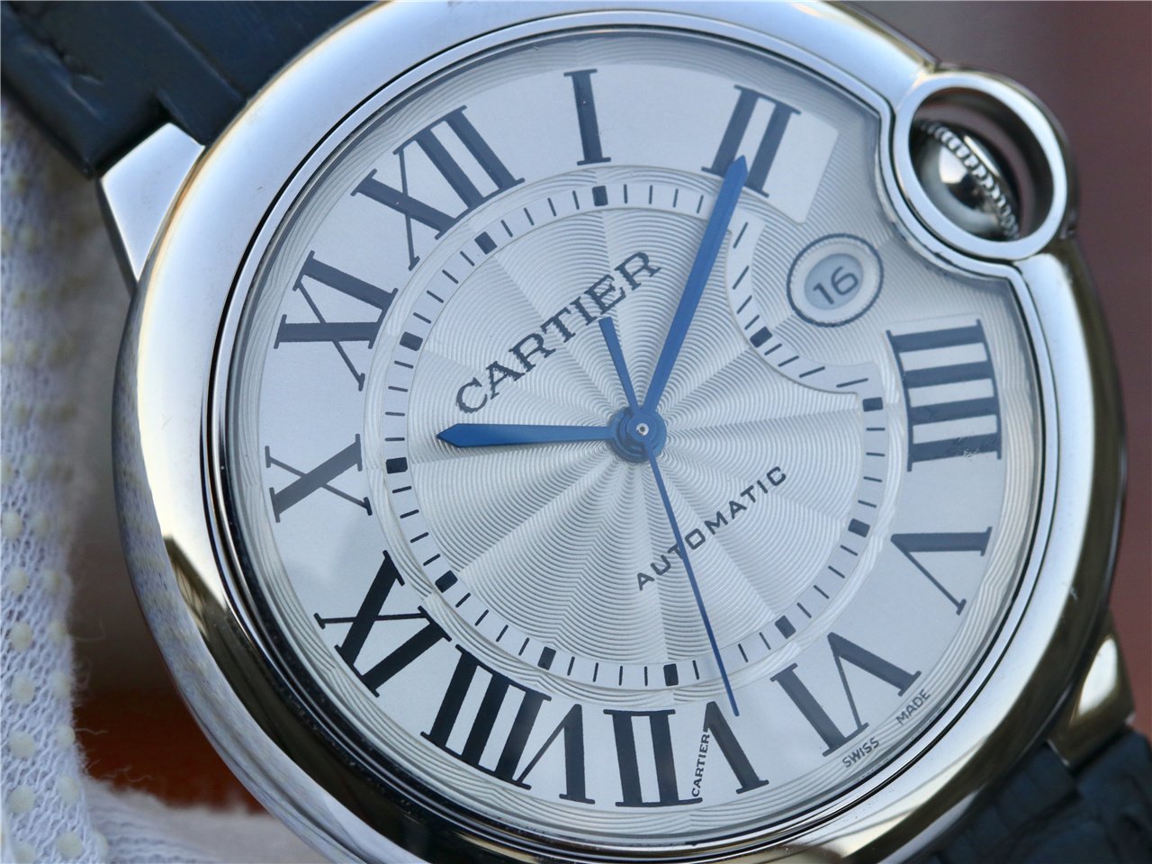 BALLON BLEU DATE 42 SILVER DIAL BLACK BRACELET