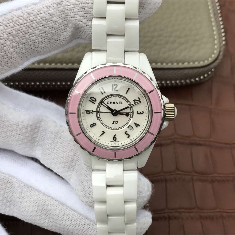 J12 PINK BEZEL ARABIC NUMERALS 33MM