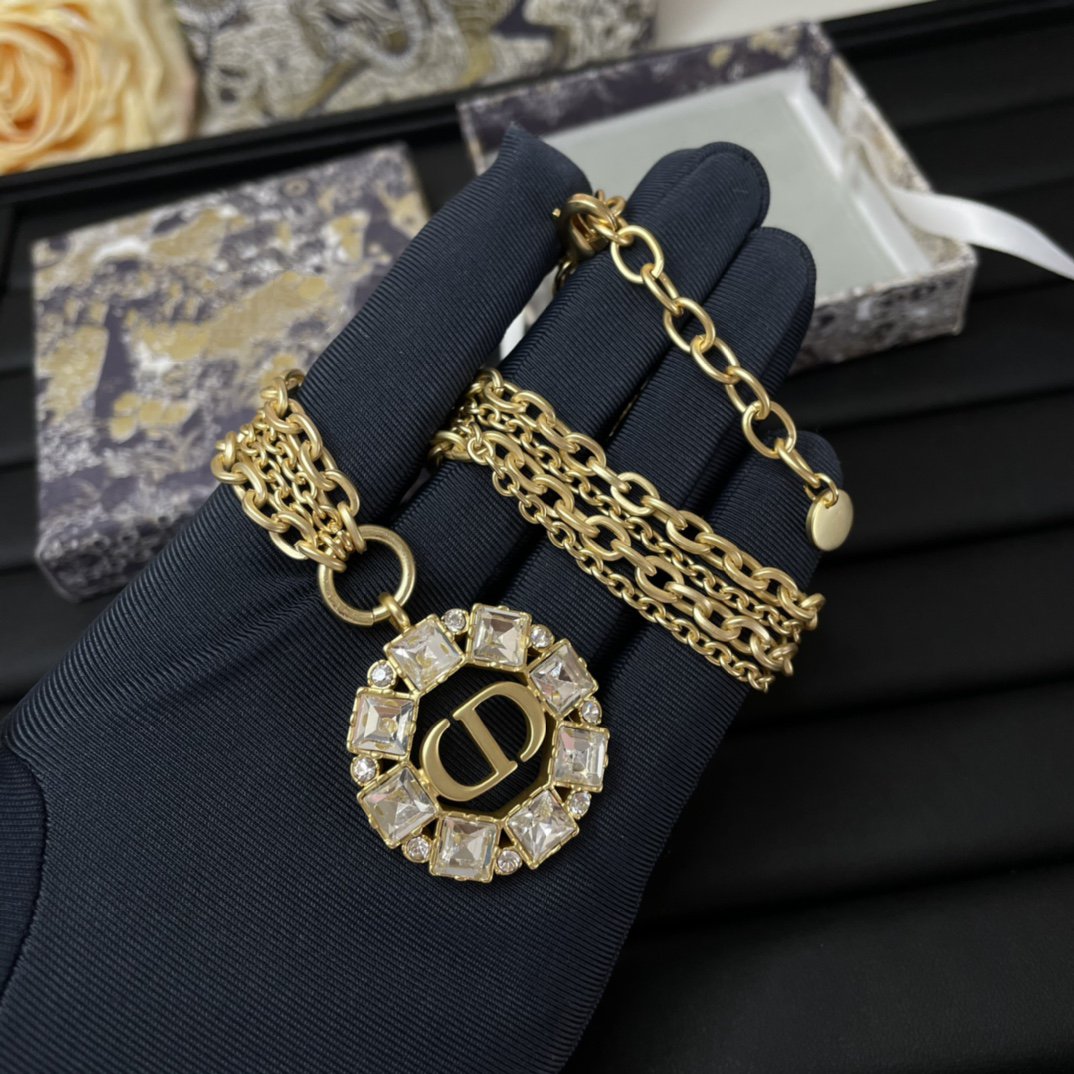 PETIT CD NECKLACE GOLD-FINISH METAL WITH WHITE AND SILVER